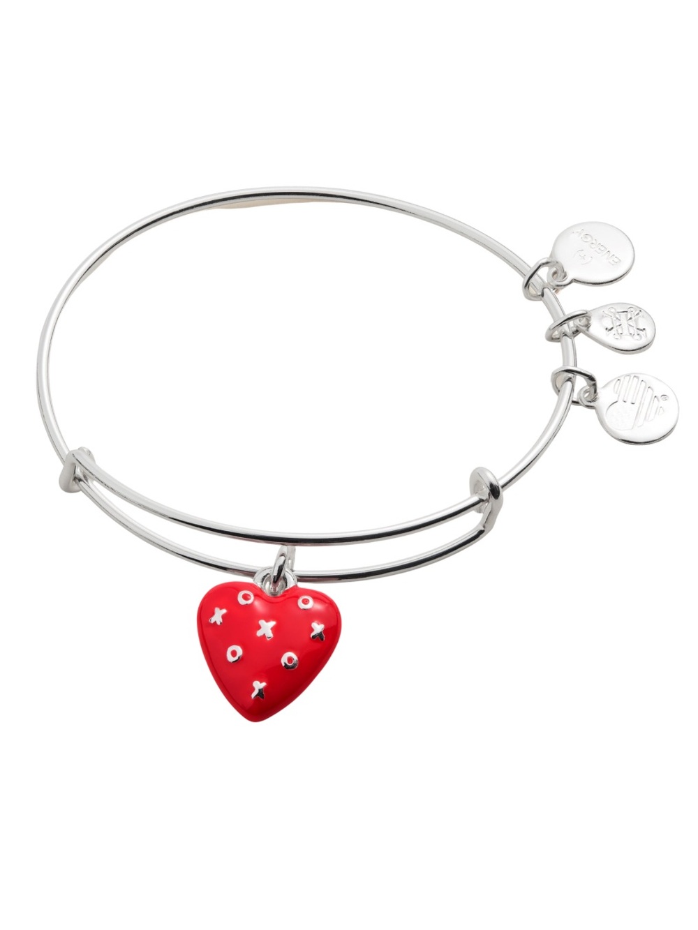 NWT! Alex and Ani XOXO Heart Charm Bangle Bracelet - Silver